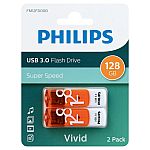 2-pack 128GB Philips USB3.0 Flash Drive $8.50