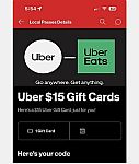 Eligible Verizon Access Members: $15 Uber / Uber Eats eGift Card FREE YMMV