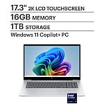 HP OmniBook X Copilot+ PC Laptop: 17.3" 2K Touch, Ultra 7 256V, 16GB, 1TB $699.99