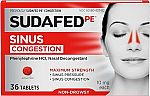 36 Count Sudafed PE Sinus Congestion Relief Tablets, Maximum Strength $7.78
