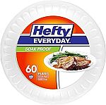 60 Count Hefty Everyday Soak-Proof Foam Plates 10.25 Inch $3