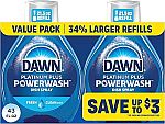 2 x 21.5 Fl Oz Dawn Powerwash Fresh Dish Spray Refill $6