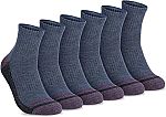 6-pairs Timberland Men's Comfort Quarter Arch Support Padded Cushion Socks $6.89