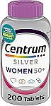 200 Count Centrum Silver Women's Multivitamin for Women 50 Plus $8