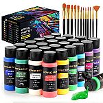 24-Pack 2-Oz Acrylic Paint Set w/ 12x Brushes $9.40