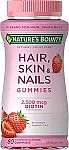 80 Count Nature's Bounty Optimal Solutions Hair, Skin & Nails Vitamin Gummies $3.49