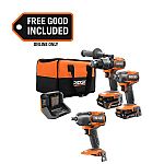 RIDGID 18V Brushless Cordless 2-Tool Combo Kit w/ (2) Batteries & FREE Brushless Impact Wrench $149 and more