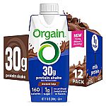 Pack of 12 Orgain 30g High Protein Shake Chocolate Fudge $15