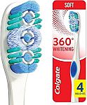 4-pack Colgate 360 Adult Whitening Toothbrushes, Soft $6.49