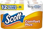 12-Count Scott ComfortPlus 1-Ply Triple Rolls Toilet Paper $4