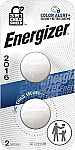2-Count Energizer 2016 3V Lithium Coin Batteries $3