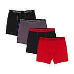 4-Pack Reebok Men's Featherweight Performance Regular Leg Boxer Briefs $9