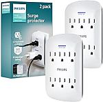 2-Pack Philips 6-Outlet Extender Surge Protector $14.51