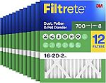 12-Pack Filtrete 16x20x2 in. Air Filter MPR 700, MERV 8 $65
