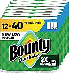 12-Count Bounty Quick-Size Paper Towels Family Triple Rolls $32
