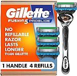 Gillette Fusion ProGlide Shaving Razor, 1 Handle + 4 Blade Refills $20 and more