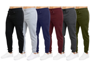 6-Pack Men's Fleece-Lined Jogger Sweatpants With Zipper Pockets $23 and more