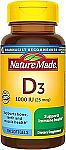 100-Count Nature Made Vitamin D3 1000 IU Softgels (25 mcg) $3.15