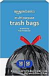 50-Ct Amazon Basics Multipurpose 30 Gal Drawstring Trash Bags $6.84