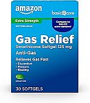 30-Ct Amazon Basic Care Gas Relief Softgels, Simethicone 125 mg $1.69