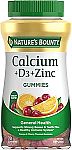 70 Count Nature's Bounty Calcium + D3 + Zinc Gummies $8