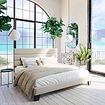 Elison Platform Bed with Fabric Upholstered Headboard and Wooden Slats $165 and more