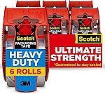 6-Pack 1.88" x 22.2yd Scotch Heavy Duty Shipping Packing Tape Dispensers $12