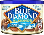 2 x 6 Ounce Blue Diamond Almonds, Roasted Salted $2.97