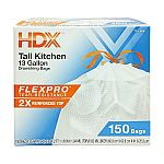 150 Count HDX 13 Gal. Reinforced Top Drawstring Kitchen Trash Bags $10 (YMMV)