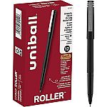 12-Pk 0.5mm Black uniball Roller Rollerball Pens $6.74