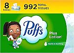 4 x 8-pack 124-Ct Puffs Plus Lotion Facial Tissues Boxes $49 + Get $15 Amazon Credit