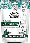 4 x 40 Count GuruNanda 2 in 1 Dental Floss Picks $3.63