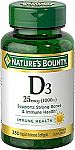 350-Count Nature's Bounty Vitamin D3 1000 IU Softgels $4.56