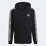adidas men Essentials Fleece 3-Stripes Full-Zip Hoodie $11 + FS