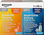 48 Count Amazon Basic Care Vapor Ice Day and Night Severe Cold and Flu Relief Caplets $6.29