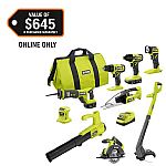 RYOBI ONE+ 18V Cordless 9-Tool Combo Kit with 4Ah and 1.5Ah Battery $199