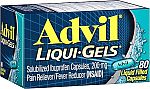 80-Count Advil Liqui-Gels Pain Reliever and Fever Reducer Capsules $6.59