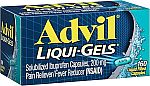 160-Ct Advil Liqui-Gels Pain Reliever and Fever Reducer 200mg $9.60