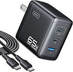 NIU 65W 3-Port Charger Block w/ 5-ft USB-C Cable (2x USB C, 1x USB A) $11
