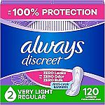 120 Count Always Discreet Incontinence Panty Liners $8