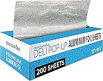 200 Count Pre-Cut 12" Heavy-Duty Pop-Up Aluminum Wraps – 8.44