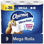 Charmin 6 Mega XL or 9 Mega Rolls toilet papers $6.29