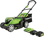 Greenworks 48V 17" Cordless (Push) Lawn Mower with 2 Batteries $230