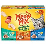 12-Pk 2.75-Oz Meow Mix Paté & Shreds Wet Cat Food Variety Pack (Seafood & Poultry) $4.83