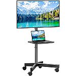 Perlesmith Mobile Rolling Tilt TV Stand Cart With Shelf $24.30