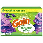 60-Ct Gain Laundry Dryer Sheets (Moonlight Breeze) $0.70