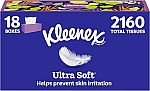 18-Pack 120-Count Kleenex Ultra Soft Facial Tissues $17.96