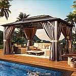 12 Ft. W x 10 Ft. D Outdoor Patio Gazebo with Hardtop Double Roof $472