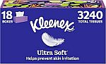18-Pack 180-Sheets Kleenex Ultra Soft Facial Tissues $23