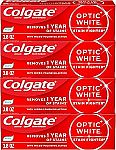 4-Ct 3.8 oz Colgate Optic White Stain Fighter Clean Mint Paste Teeth Whitening Toothpaste $9